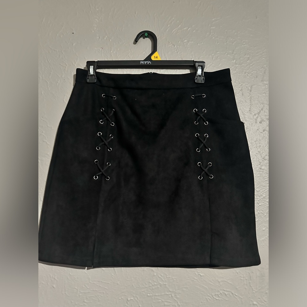 Black suede skirt